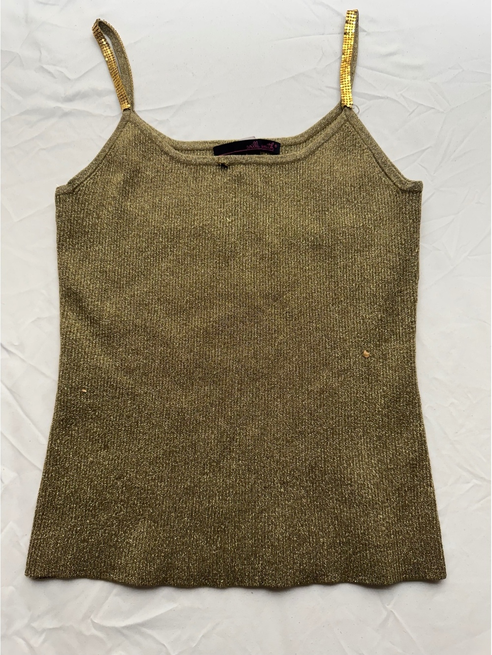 Willi Smith Metallic Silk-Blend Knit Cami Top Large